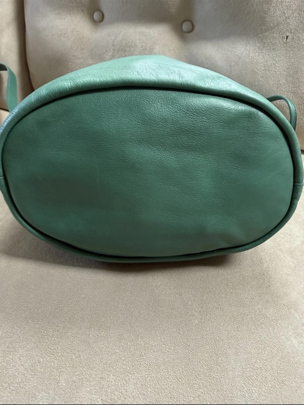 Madewell Teal Green Leather Drawstring Crossbody Bucket Bag - Picture 3 of 8